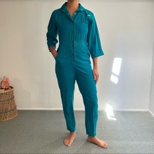 Ideas vintage turquoise blue corduroy jumpsuit